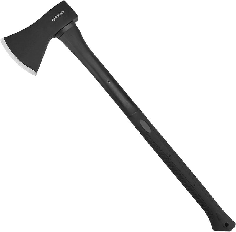Hitdudu Splitting Axe, 27" Camping Chopping Hatchet for Firewood Splitting, Forged Carbon Steel Heavy Duty Maul, Fiberglass Shock Reduction Handle with Anti-Slip Rubber Grip - Image 1